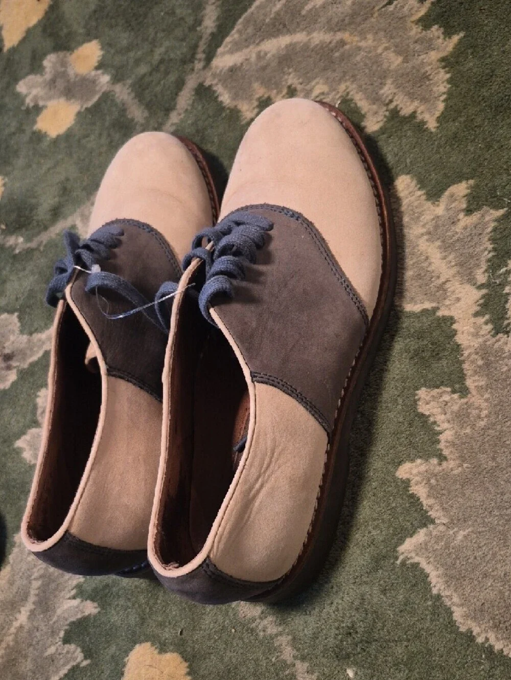 G.H. Bass & Co. Two-Tone Suede Derby Shoes in Blue and Cream